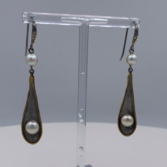 Ring, NWOT, real pearls, 925 sterling silver, 22 K gold, adjustable, statement - Picture 16 of 16